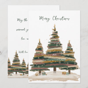 Bohemian Abstract Christmas Trees Holiday Card