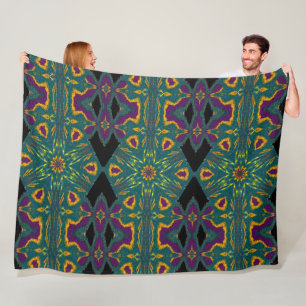 Bohemian Abstract Design A Daisy in The Garden Fleece Blanket