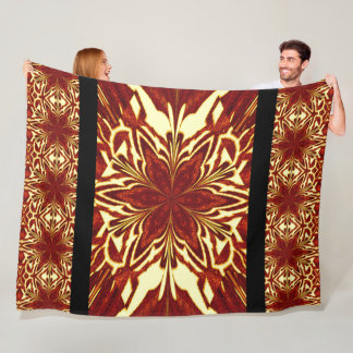 Bohemian Abstract Golden Orange Jasmine Floral Fleece Blanket