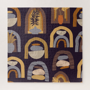Bohemian Abstract: Minimalist Vintage Charm. Jigsaw Puzzle