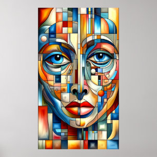 Bohemian Abstract Modern Lady Face Poster