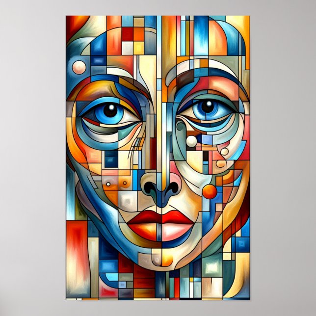 Bohemian Abstract Modern Lady Face Poster (Front)