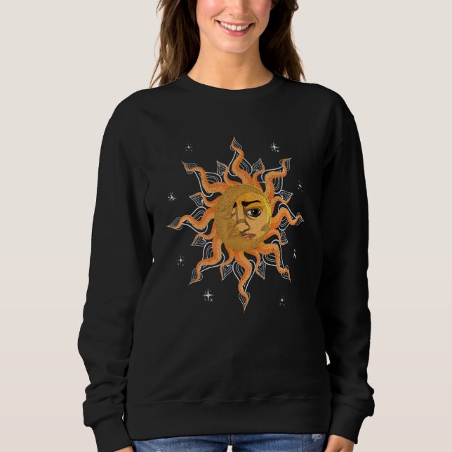 Bohemian Aesthetic Astronomy Boho Sun Moon Astrolo Sweatshirt (Front)
