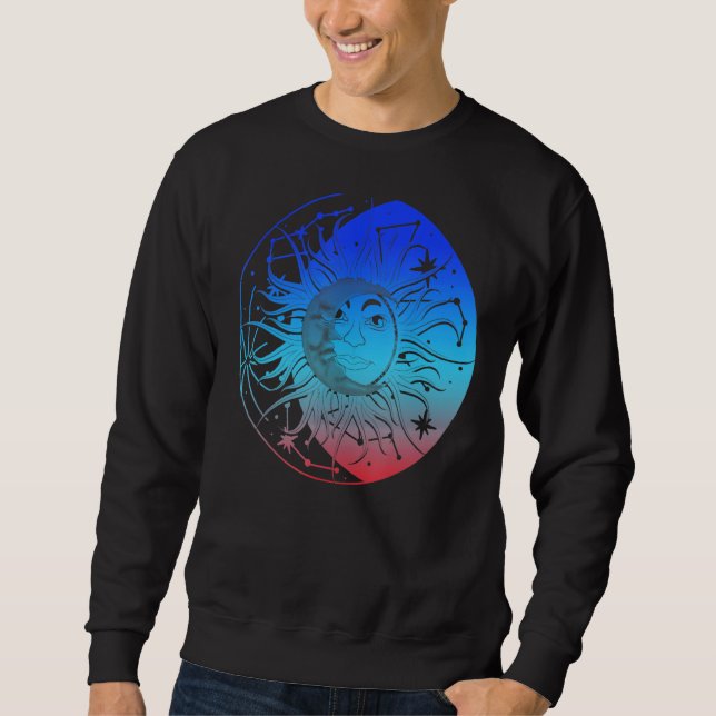 Bohemian Aesthetic Crescent Moon Astronomy Sun Ast Sweatshirt (Front)