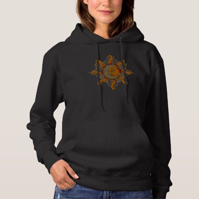 Bohemian Aesthetic Universe Boho Sun Moon Astrolog Hoodie (Front)