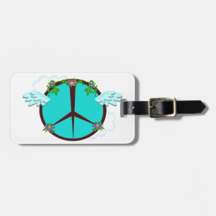 Bohemian Angel Wings Peace Symbol Luggage Tag