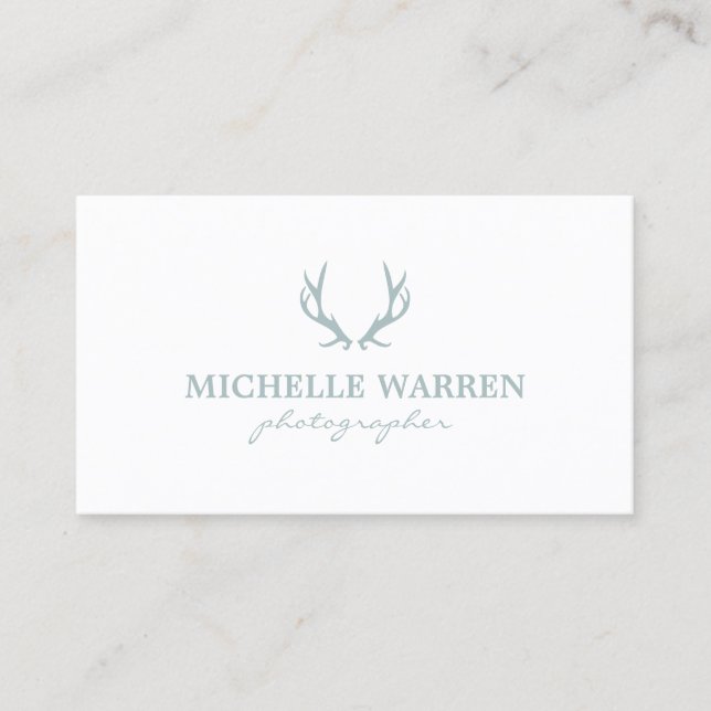 Bohemian Antlers on White Photographers, Crafters Business Card (Front)