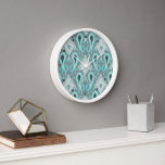 Bohemian Aqua Turquoise Ikat Tribal Art Pattern Clock<br><div class="desc">Beautiful aqua turquoise, grey & teal blue-green coloured oriental Ikat pattern design. Ornate, elegant & funky home interior décor accents & accessories for the artistic interior decorator, the artsy fashion diva, the popular hip trendsetter, vintage mod retro, modernist, nouveau deco art style or abstract geometric motif lover. Original & modern...</div>