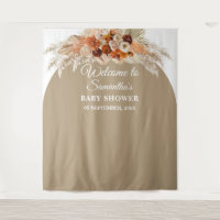 Bohemian arch burnt orange burgundy baby shower