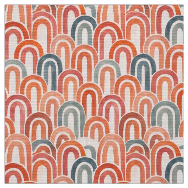 Bohemian arch fish scale painted pattern fabric (Swatch)