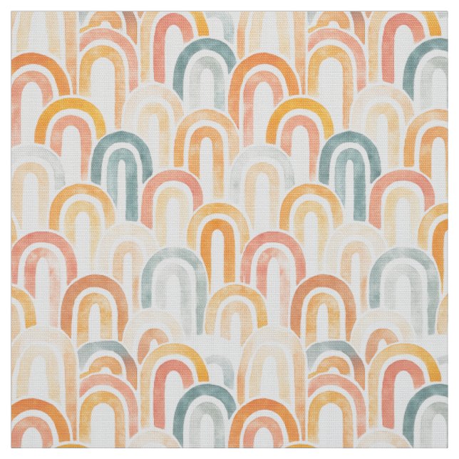 Bohemian arch fish scale painted pattern fabric (Swatch)