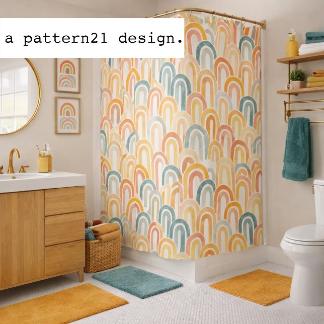 Bohemian arch fish scale painted pattern shower curtain (Boho arc shower curtain in relaxed color scheme
)