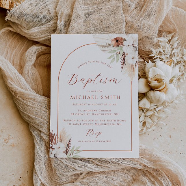 bohemian arch modern baptism invitation (Creator Uploaded)
