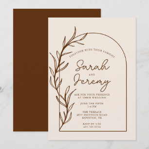 Bohemian Arched Burnt Terracotta Wedding Invitat Invitation