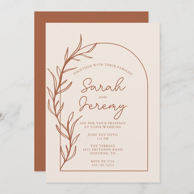 Bohemian Arched Terracotta Wedding | Invitation (Front/Back)