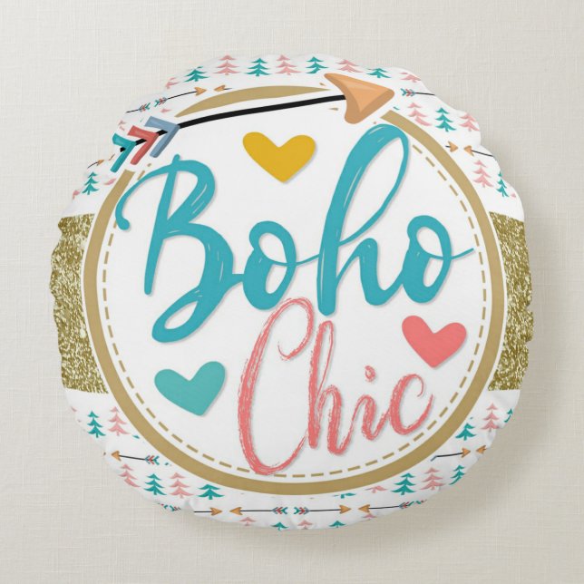 Bohemian Arrows Tribal Girls Chic Nursery Round Cushion (Front)