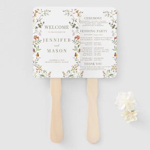 Bohemian Autumn Flower Fall Wedding Program Hand Fan