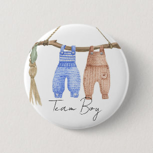Bohemian Baby Clothes Team Boy Gender reveal 6 Cm Round Badge