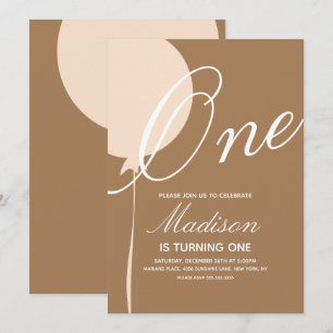 Bohemian Balloon First Birthday Party Invitation