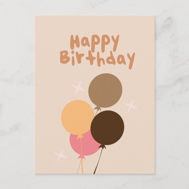 Bohemian Balloons Happy Birthday Hand Lettering  Postcard (Front)