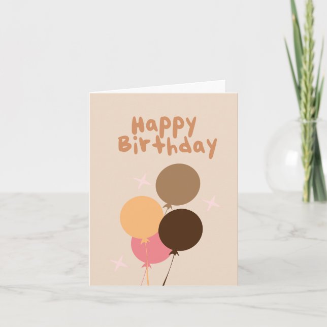 Bohemian Balloons Happy Birthday  Note Card (Front)