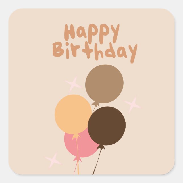 Bohemian Balloons Happy Birthday   Square Sticker (Front)