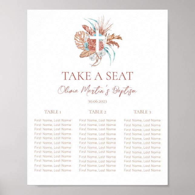 Bohemian Baptism Boho Christening Seating Chart 2  (Front)
