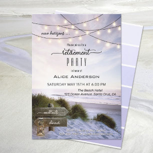 Bohemian Beach String Lights Retirement Party Invi Invitation
