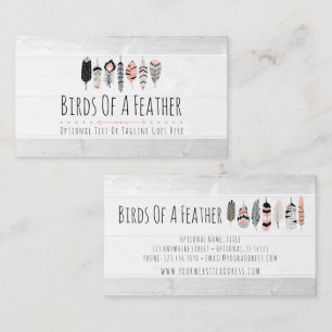 Bohemian Bird Feathers in Blush Pink Tribal Chic Business Card