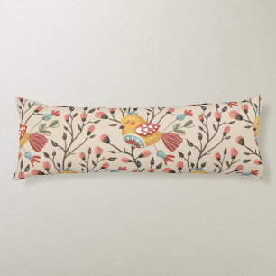 Bohemian Birds & Flowers Pattern – Nature-Inspired Body Cushion