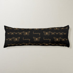 Bohemian Black Gold Luxury Butterflies Body Pillow