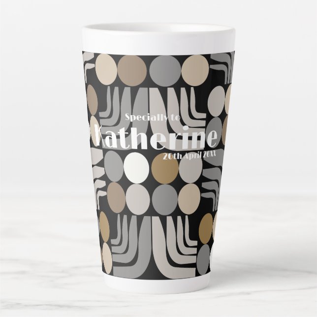 Bohemian Black Grey Latte Mug (Front)