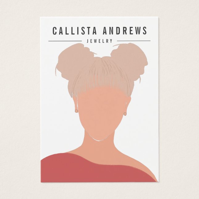 Bohemian Blonde Girl White Earring Display Card (Front)