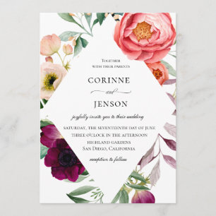 Bohemian Blooms Frame Wedding Invitation