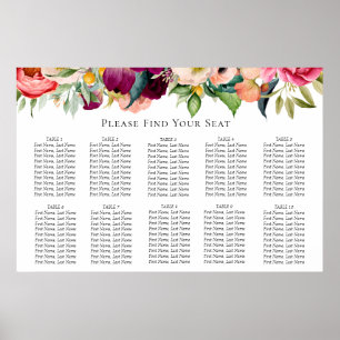 Bohemian Blooms Wedding Seating Chart