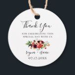 Bohemian Blooms Wedding Thank You Favour Tags<br><div class="desc">Beautiful watercolor bohemian style flowers,  feathers and botanical foliage wreath in trendy shades of violet,  burgundy,  coral,  peach,  pink and green,  personalised favour tags.</div>