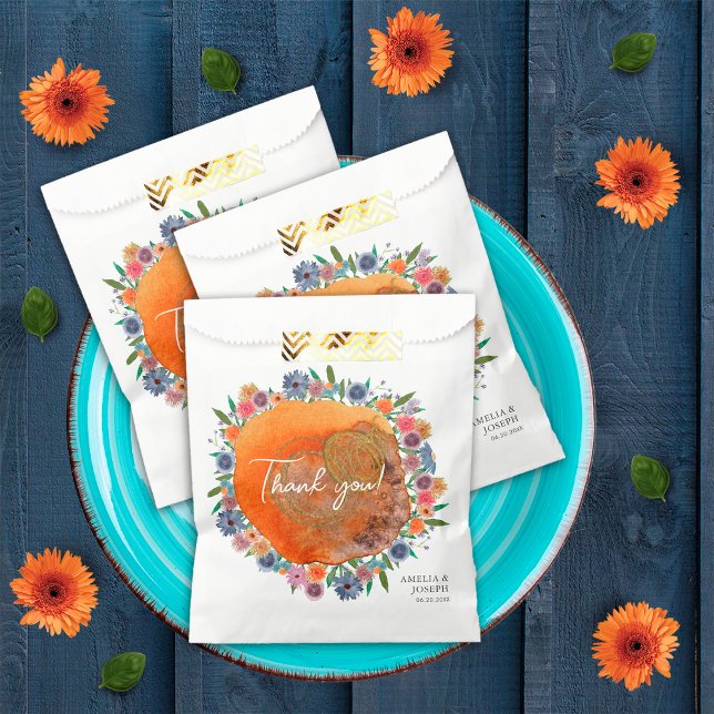 Bohemian Blue Boho Whimsical Wildflower Wedding Favour Bag (Creator Uploaded)