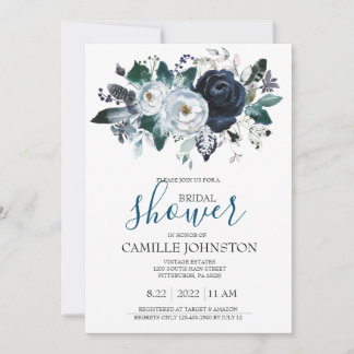 Bohemian Blue Bridal Shower Invitation