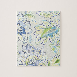 Bohemian Blue Flower Jigsaw Puzzle