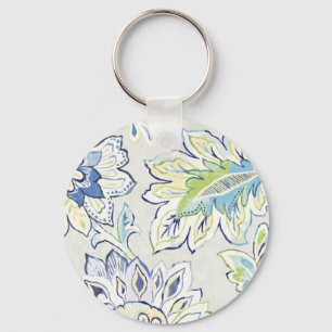Bohemian Blue Flower Key Ring