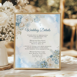 Bohemian Blue Ivory Rose Flowers Wedding Details