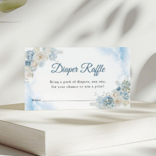 Bohemian Blue Rose Baby Shower Diaper Raffle Enclosure Card