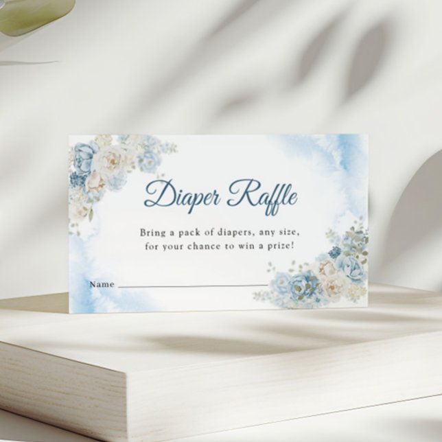 Bohemian Blue Rose Baby Shower Diaper Raffle Enclosure Card (Creator Uploaded)