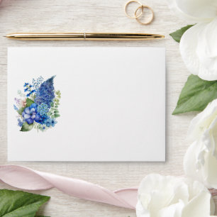Bohemian Blue-Violet Floral Watercolor Envelope