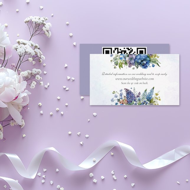 Bohemian Blue-Violet Floral Wedding Details Enclosure Card (Creator Uploaded)