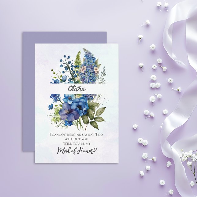 Bohemian Blue-Violet Maid of Honour Proposal Invitation (Creator Uploaded)