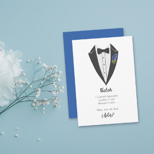 Bohemian Blue-Violet Usher Proposal Invitation