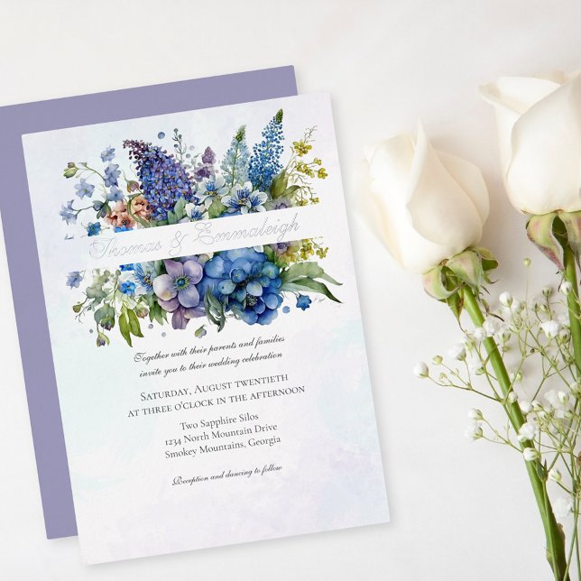 Bohemian Blue-Violet Watercolor Florals Wedding (Creator Uploaded)
