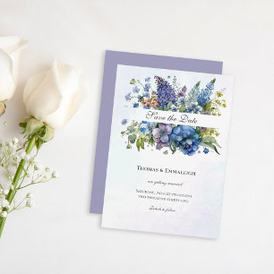 Bohemian Blue-Violet Watercolor Save the Date