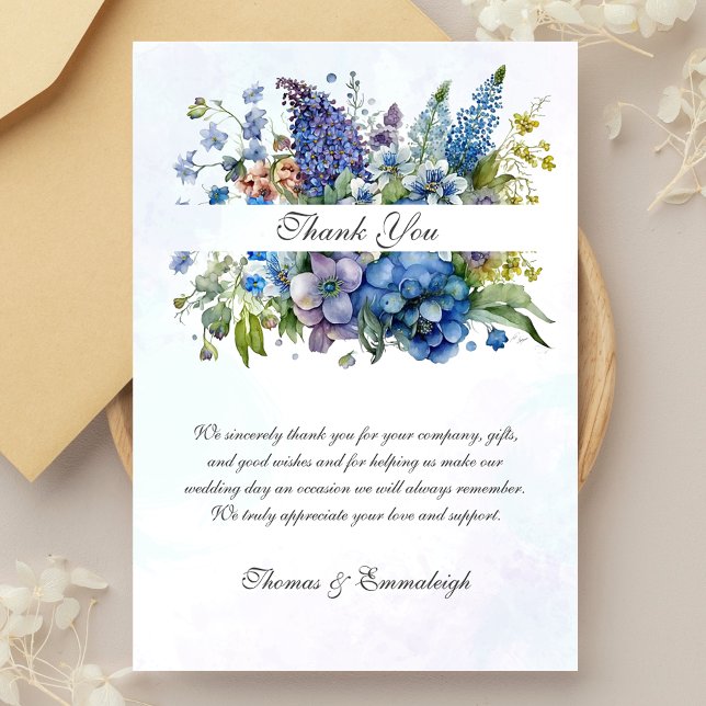 Bohemian Blue-Violet Watercolor Thank You (Creator Uploaded)